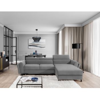 Coltar extensibil dreapta 4 locuri ELTAP, Mari-38, Mariall, 288x200x92 cm, lemn/poliester, gri