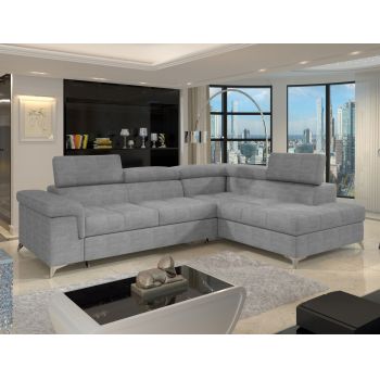 Coltar extensibil dreapta 4 locuri ELTAP, RT-03MAN, Eridano, 275x202x88 cm, lemn/poliester, gri deschis