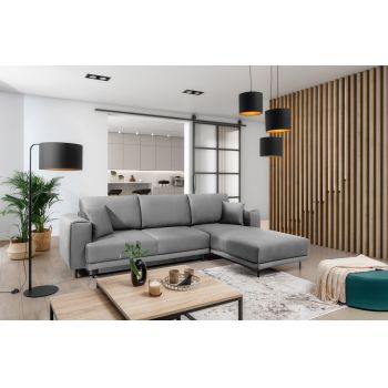 Coltar extensibil dreapta 4 locuri ELTAP, RT-04NU, Dalia, 289x190x95 cm, lemn/poliester, gri