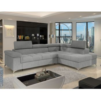 Coltar extensibil dreapta 4 locuri ELTAP, RT-04RAQ, Eridano, 275x202x88 cm, lemn/poliester, gri deschis