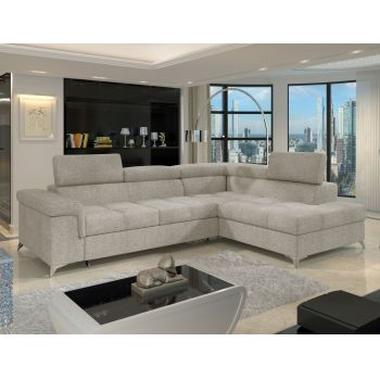 Coltar extensibil dreapta 4 locuri ELTAP, RT-18TOU, Eridano, 275x202x88 cm, lemn/poliester, bej inchis