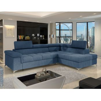 Coltar extensibil dreapta 4 locuri ELTAP, RT-40RAQ, Eridano, 275x202x88 cm, lemn/poliester, albastru inchis