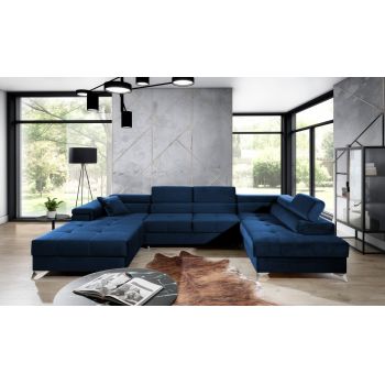 Coltar extensibil dreapta 5 locuri ELTAP, Edr-104, Eduardo, 337x205x88 cm, lemn/poliester, albastru inchis