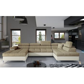 Coltar extensibil dreapta 5 locuri ELTAP, Edr-31, Eduardo, 337x205x88 cm, lemn/poliester, bej/crem Coltar extensibil dreapta 5 locuri ELTAP, Edr-31, Eduardo, 337x205x88 cm, lemn/poliester, bej/crem