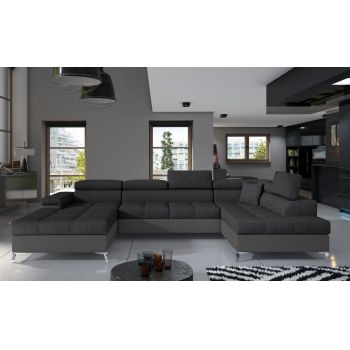 Coltar extensibil dreapta 5 locuri ELTAP, Edr-33, Eduardo, 337x205x88 cm, lemn/poliester, gri inchis/gri