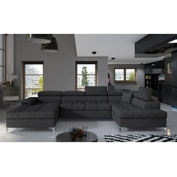 Coltar extensibil dreapta 5 locuri ELTAP, Edr-34, Eduardo, 337x205x88 cm, lemn/poliester, gri inchis