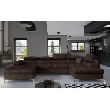 Coltar extensibil dreapta 5 locuri ELTAP, Edr-38, Eduardo, 337x205x88 cm, lemn/poliester, maro inchis