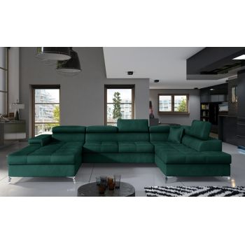 Coltar extensibil dreapta 5 locuri ELTAP, Edr-40, Eduardo, 337x205x88 cm, lemn/poliester, verde inchis
