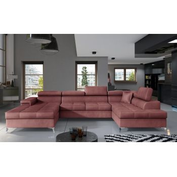Coltar extensibil dreapta 5 locuri ELTAP, Edr-42, Eduardo, 337x205x88 cm, lemn/poliester, roz inchis