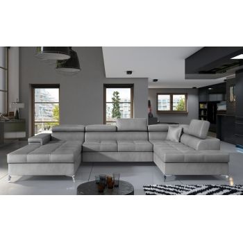 Coltar extensibil dreapta 5 locuri ELTAP, Edr-45, Eduardo, 337x205x88 cm, lemn/poliester, gri