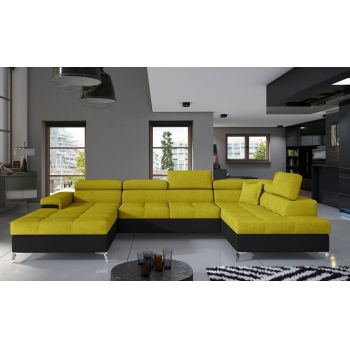 Coltar extensibil dreapta 5 locuri ELTAP, Edr-46, Eduardo, 337x205x88 cm, lemn/poliester, galben/negru