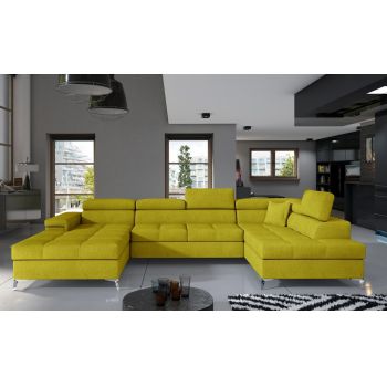 Coltar extensibil dreapta 5 locuri ELTAP, Edr-47, Eduardo, 337x205x88 cm, lemn/poliester, galben