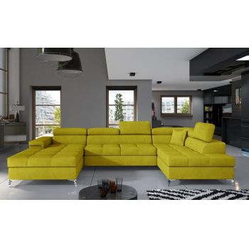 Coltar extensibil dreapta 5 locuri ELTAP, Edr-47, Eduardo, 337x205x88 cm, lemn/poliester, galben