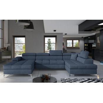 Coltar extensibil dreapta 5 locuri ELTAP, Edr-48, Eduardo, 337x205x88 cm, lemn/poliester, albastru