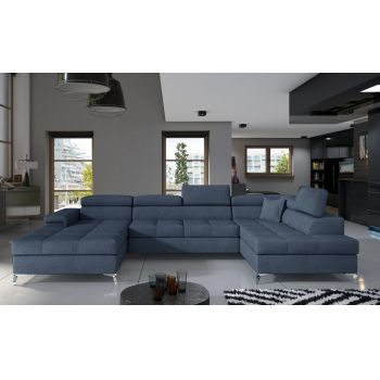 Coltar extensibil dreapta 5 locuri ELTAP, Edr-48, Eduardo, 337x205x88 cm, lemn/poliester, albastru