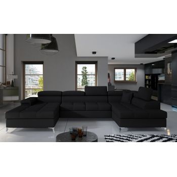 Coltar extensibil dreapta 5 locuri ELTAP, Edr-53, Eduardo, 337x205x88 cm, lemn/poliester, negru