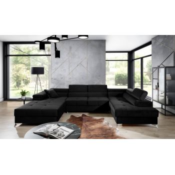 Coltar extensibil dreapta 5 locuri ELTAP, Edr-94, Eduardo, 337x205x88 cm, lemn/poliester, negru