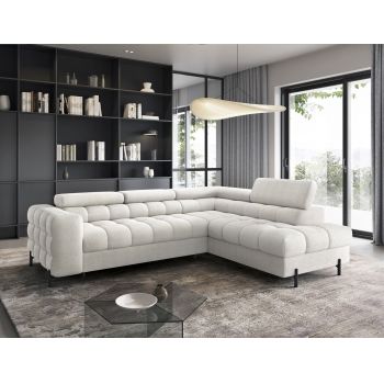 Coltar extensibil dreapta 5 locuri ELTAP, RT-01AMO, Ferucce, 276x200x93 cm, lemn/poliester, alb