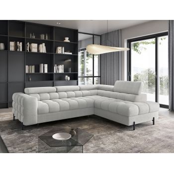 Coltar extensibil dreapta 5 locuri ELTAP, RT-03ROY, Ferucce, 276x200x93 cm, lemn/poliester, gri deschis