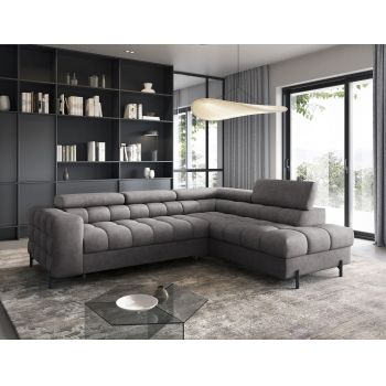 Coltar extensibil dreapta 5 locuri ELTAP, RT-04AU, Ferucce, 276x200x93 cm, lemn/poliester, gri