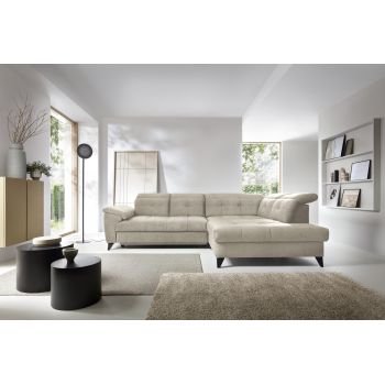 Coltar extensibil dreapta 5 locuri ELTAP, RT-18AU, Inferne, 297x210x107 cm, lemn/poliester, bej deschis