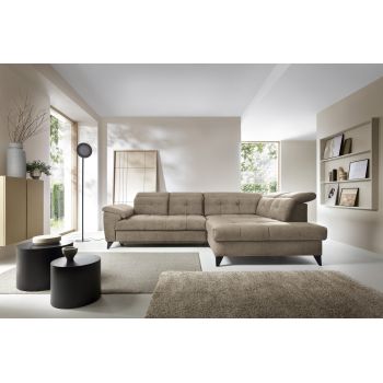 Coltar extensibil dreapta 5 locuri ELTAP, RT-20AU, Inferne, 297x210x107 cm, lemn/poliester, bej inchis