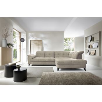 Coltar extensibil dreapta 5 locuri ELTAP, RT-20RAQ, Inferne, 297x210x107 cm, lemn/poliester, bej deschis