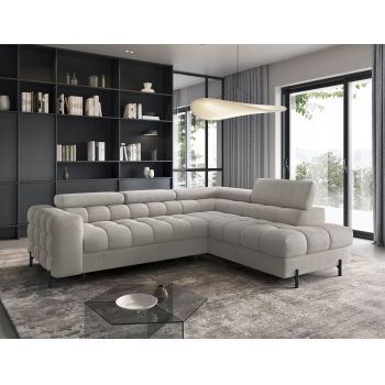 Coltar extensibil dreapta 5 locuri ELTAP, RT-20ROY, Ferucce, 276x200x93 cm, lemn/poliester, bej deschis