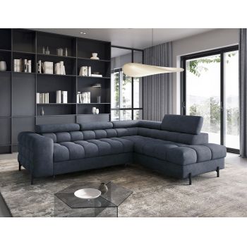 Coltar extensibil dreapta 5 locuri ELTAP, RT-40AU, Ferucce, 276x200x93 cm, lemn/poliester, albastru inchis