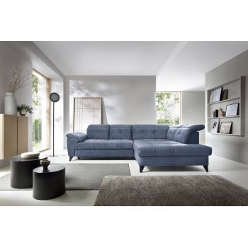 Coltar extensibil dreapta 5 locuri ELTAP, RT-40RAQ, Inferne, 297x210x107 cm, lemn/poliester, albastru deschis