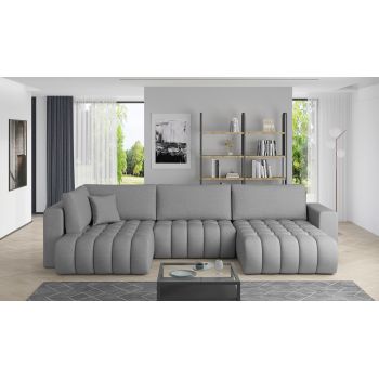 Coltar extensibil dreapta 6 locuri ELTAP, RT-04FL, Bonito, 350x175x92 cm, lemn/poliester, gri deschis