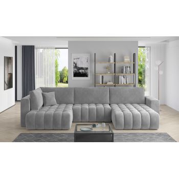 Coltar extensibil dreapta 6 locuri ELTAP, RT-04SO, Bonito, 350x175x92 cm, lemn/poliester, gri deschis