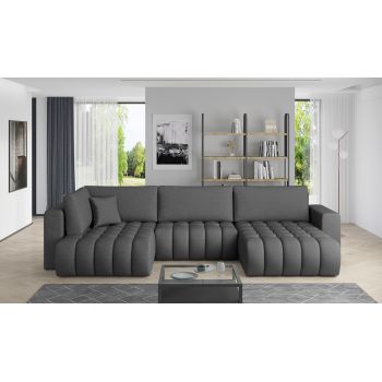 Coltar extensibil dreapta 6 locuri ELTAP, RT-05FL, Bonito, 350x175x92 cm, lemn/poliester, gri inchis
