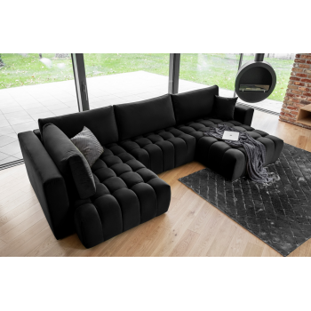 Coltar extensibil dreapta 6 locuri ELTAP, RT-10LO, Bonito, 350x175x92 cm, lemn/poliester, negru