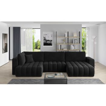 Coltar extensibil dreapta 6 locuri ELTAP, RT-10VE, Bonito, 350x175x92 cm, lemn/poliester, negru