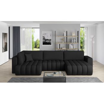 Coltar extensibil dreapta 6 locuri ELTAP, RT-11SOF, Bonito, 350x175x92 cm, lemn/poliester, negru