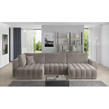 Coltar extensibil dreapta 6 locuri ELTAP, RT-18SO, Bonito, 350x175x92 cm, lemn/poliester, bej inchis