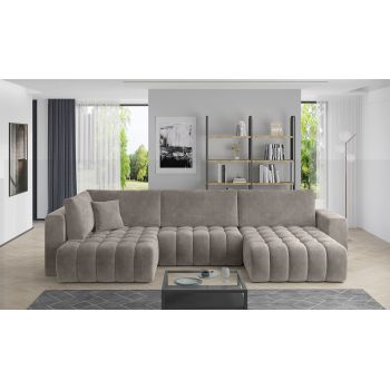 Coltar extensibil dreapta 6 locuri ELTAP, RT-18SO, Bonito, 350x175x92 cm, lemn/poliester, bej inchis