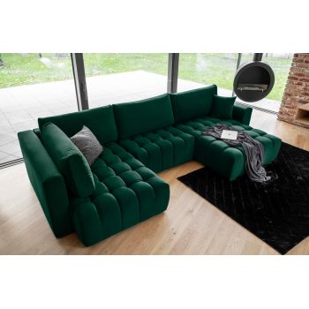 Coltar extensibil dreapta 6 locuri ELTAP, RT-35LO, Bonito, 350x175x92 cm, lemn/poliester, verde inchis