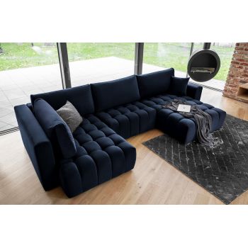 Coltar extensibil dreapta 6 locuri ELTAP, RT-40LO, Bonito, 350x175x92 cm, lemn/poliester, albastru inchis