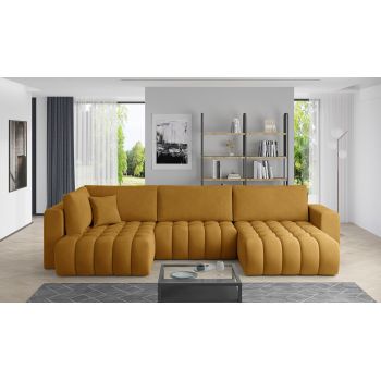 Coltar extensibil dreapta 6 locuri ELTAP, RT-45NU, Bonito, 350x175x92 cm, lemn/poliester, mustar