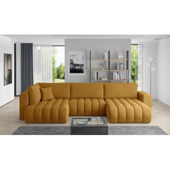 Coltar extensibil dreapta 6 locuri ELTAP, RT-45NU, Bonito, 350x175x92 cm, lemn/poliester, mustar