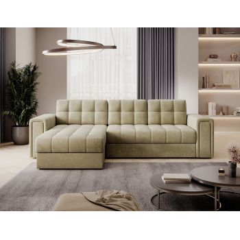 Coltar extensibil reversibil 3 locuri ELTAP, Blenvi, 260x150x82 cm, lemn/poliester, bej deschis