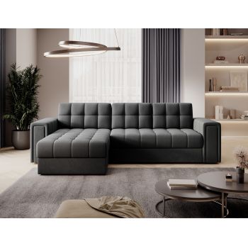 Coltar extensibil reversibil 3 locuri ELTAP, Blenvi, 260x150x82 cm, lemn/poliester, gri antracit