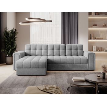Coltar extensibil reversibil 3 locuri ELTAP, Blenvi, 260x150x82 cm, lemn/poliester, gri deschis