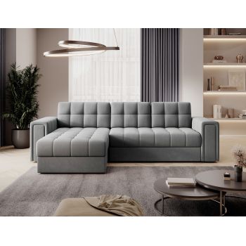 Coltar extensibil reversibil 3 locuri ELTAP, Blenvi, 260x150x82 cm, lemn/poliester, gri