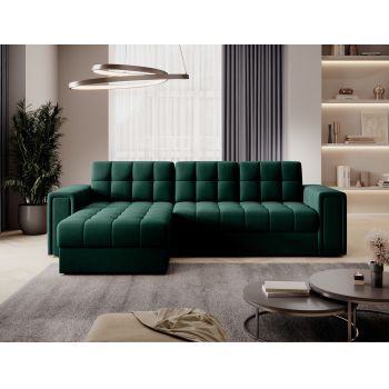 Coltar extensibil reversibil 3 locuri ELTAP, Blenvi, 260x150x82 cm, lemn/poliester, verde inchis