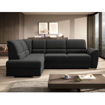 Coltar extensibil stanga 3 locuri ELTAP, LT-04FL, Siber, 270x186x93 cm, lemn/poliester, gri inchis