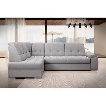 Coltar extensibil stanga 3 locuri ELTAP, LT-04GO, Sado, 272x192x95 cm, lemn/poliester, gri deschis