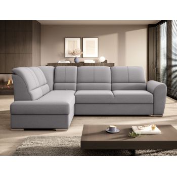 Coltar extensibil stanga 3 locuri ELTAP, LT-04GO, Siber, 270x186x93 cm, lemn/poliester, gri deschis